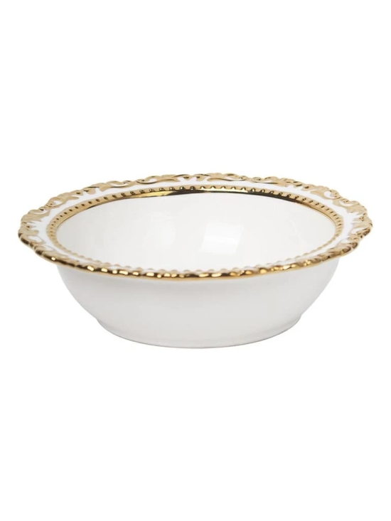 Golden Edge Glazed White Ceramic Dish