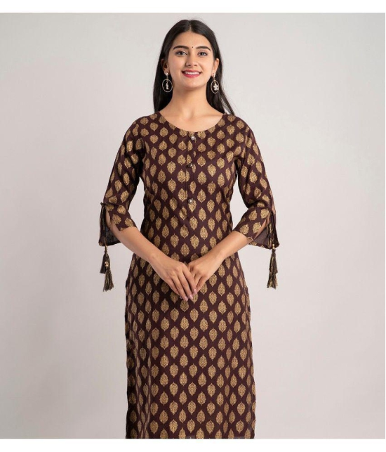 MAUKA - Brown Rayon Women's Straight Kurti ( Pack of 1 ) - None