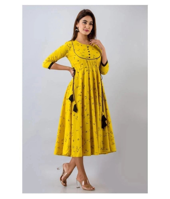 SVARCHI - Yellow Cotton Womens Anarkali Kurti ( Pack of 1 ) - XL