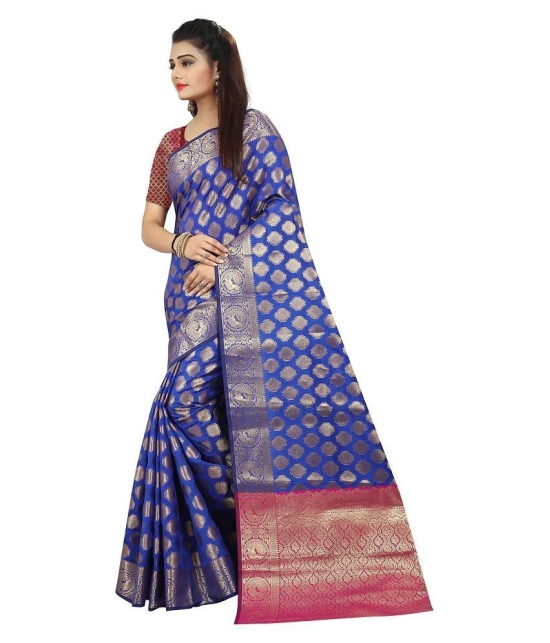 Gazal Fashions Blue Banarasi Silk Saree -