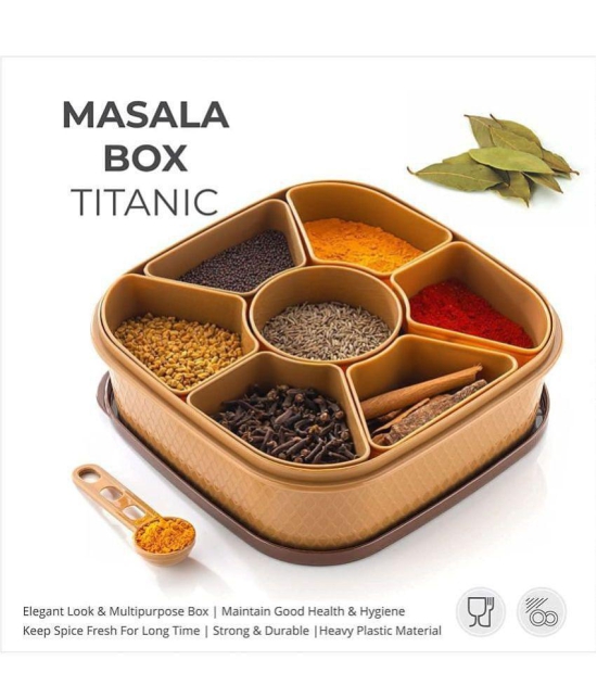 NA - SQUARE MASALA BOX Plastic Assorted Spice Container ( Set of 1 ) - Assorted