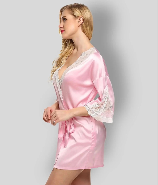 Piquant - Pink Satin Womens Nightwear Robes ( Pack of 1 ) - L