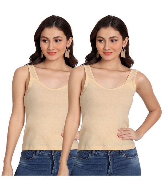 AIMLY Cotton Camisoles - Beige Pack of 2 - None