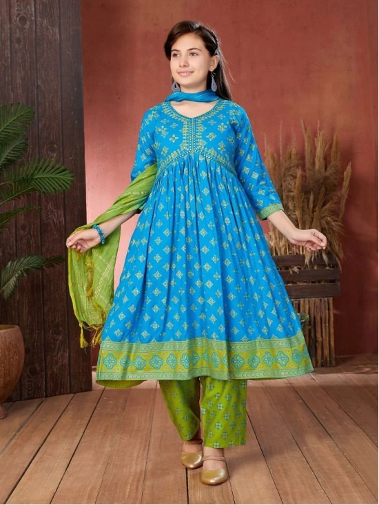 Aarika Blue Cotton Blend Girls Kurti ( Pack of 1 ) - None