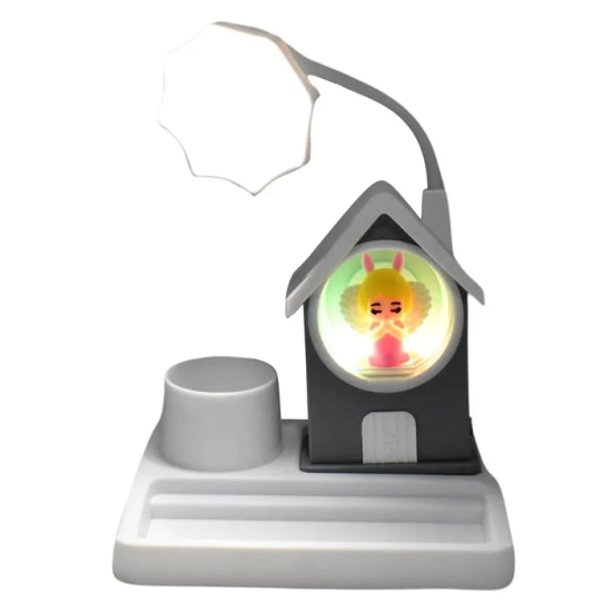 Cute Lovely Cartoon & Home Design With Plastic Base LED Desk Light, Multi Color Changes (1 Pc)