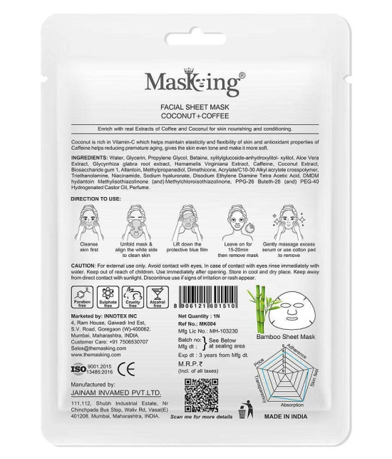 Masking Coconut & Coffee Bamboo Face Sheet Mask 60 ml Pack of 3