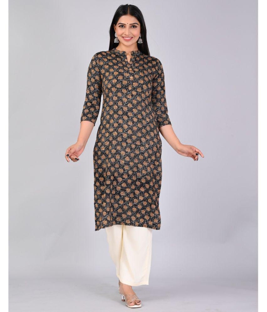 MAUKA Rayon Printed Kurti With Palazzo Women's Stitched Salwar Suit - Black ( Pack of 1 ) - None