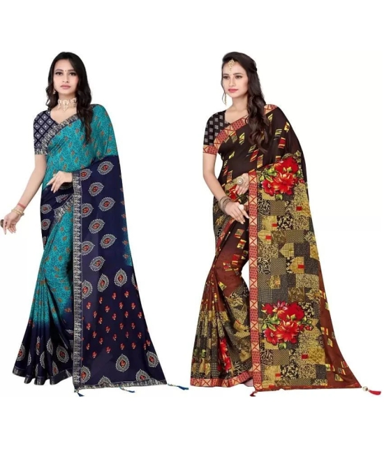 LEELAVATI - Multicolor Georgette Saree With Blouse Piece ( Pack of 2 ) - Multicolor