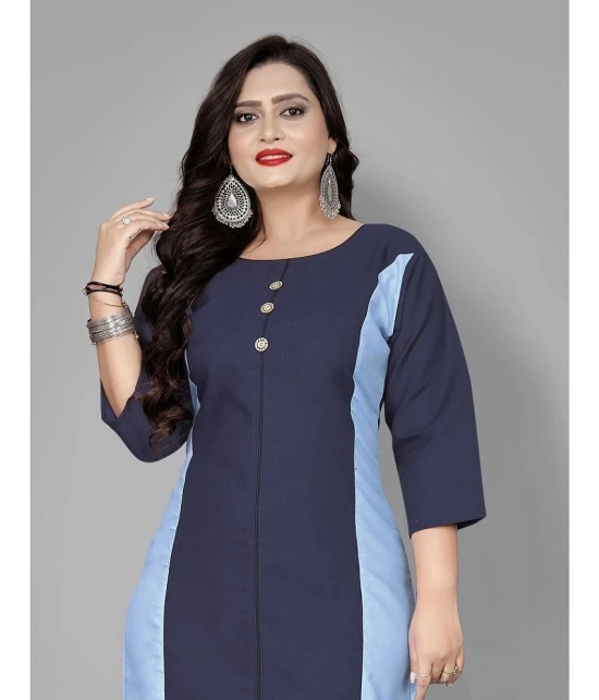 Lerkiza - Blue Cotton Blend Womens Straight Kurti ( Pack of 1 ) - None