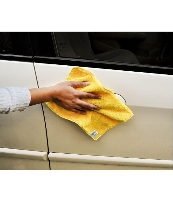 SOFTSPUN Microfiber Small Wipes 20x30 Cms, 15 Piece Towel Set, 380 GSM Yellow Multi-Purpose Super Soft Absorbent Cleaning Towels, Cleans & Polishes Everything in Your Home, Kitchen & Office.