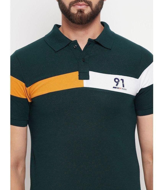 MXN - Dark Green Cotton Blend Regular Fit Mens Polo T Shirt ( Pack of 1 ) - None