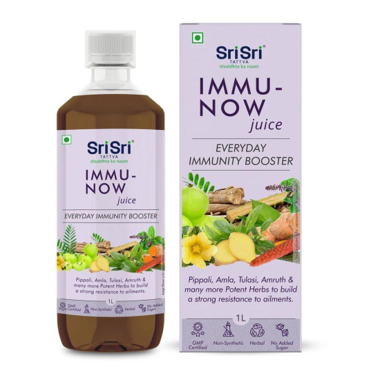 Sri Sri Tattva Immu-Now Juice - Everyday Immunity Booster | Pippali, Amla, Tulasi, Amruth & Many More Potent Herbs To Build A Strong Resistance To Ailments | 1L