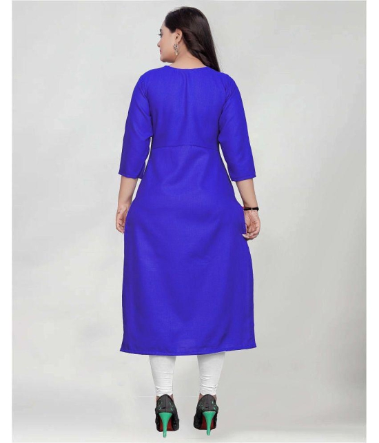 BROTHERS DEAL - Blue Cotton Blend Women's Straight Kurti ( Pack of 1 ) - None