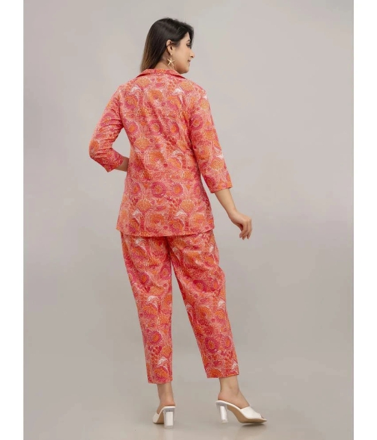 Frionkandy Peach Printed Pant Top Set - None