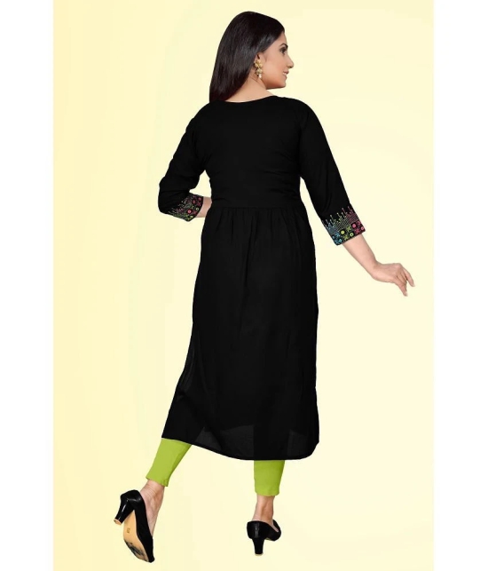 haya fashion - Black Rayon Womens Straight Kurti ( Pack of 1 ) - None