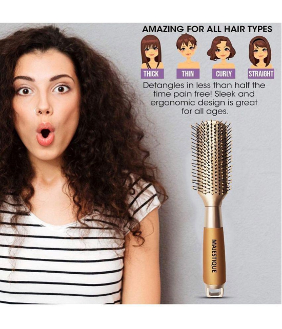 Majestique Golden Fusion Vent Hair Brush For Blow Drying Styling And Solon For Men And Women