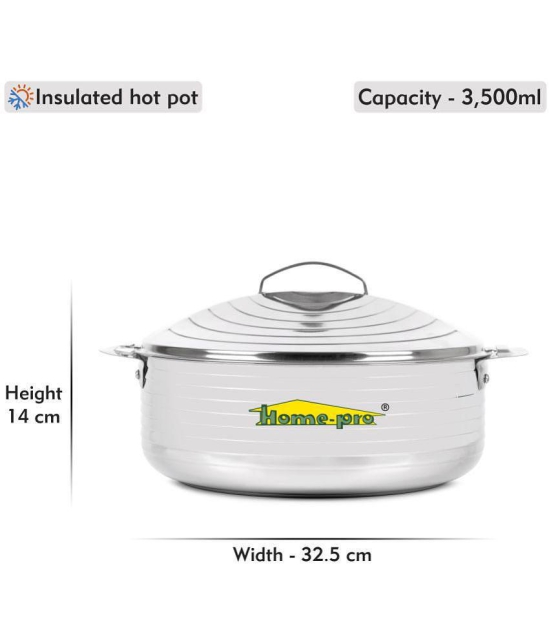 HomePro Casserole 3500Ml Gas Lighter Silver Steel Serve Casserole ( Set of 2 , 3500 mL ) - Silver