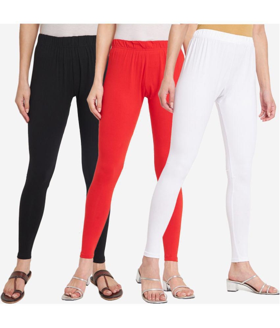 SELETA - Multicolor Cotton Women's Leggings ( Pack of 3 ) - None