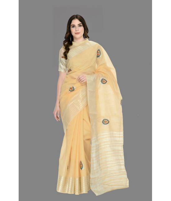 OFLINE SELCTION - Beige Silk Saree With Blouse Piece ( Pack of 1 ) - Beige