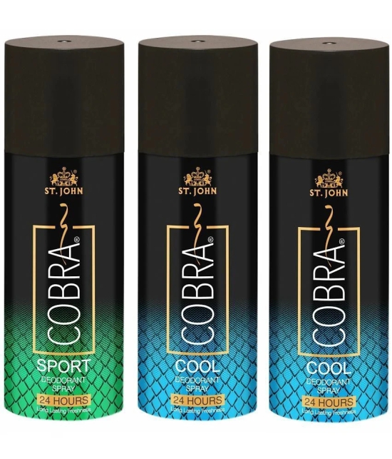 ST.JOHN Cobra Sport 150ml & Live 150ml*2 Deodorant Spray for Men (450ml) Pack of 3