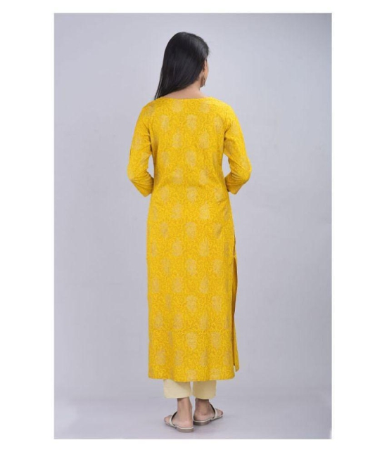 Kbz Yellow Rayon Straight Kurti - XXL