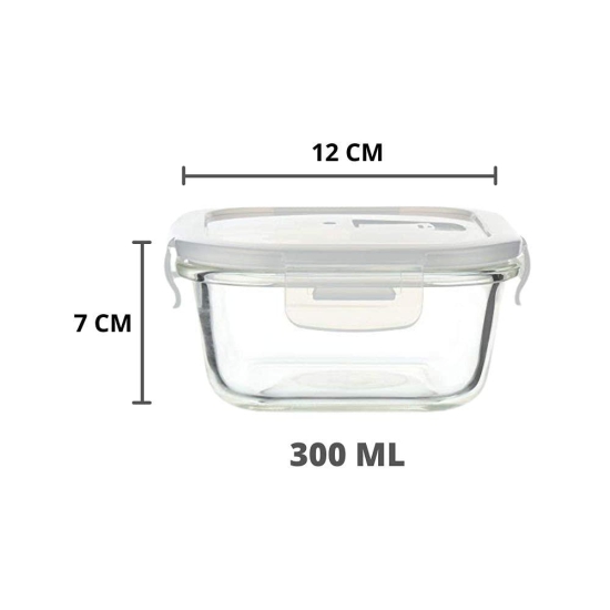 Femora Borosilicate Glass Square Container Camel Black Lunch Box-300ml, Set of 3