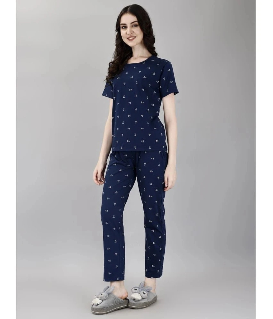 Smarty Pants Blue Cotton Womens Nightwear Nightsuit Sets ( Pack of 1 ) - None