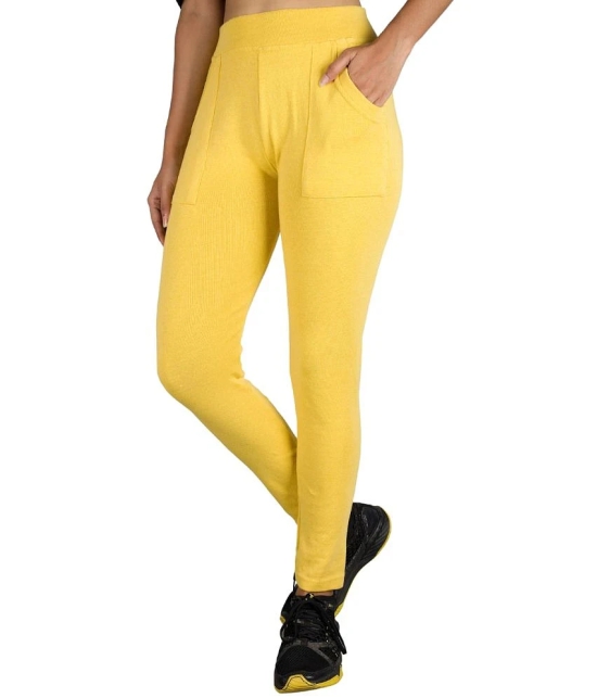 KARARO JEGGINGS - Cotton Blend Skinny Fit Yellow Womens Jeggings ( Pack of 3 ) - None