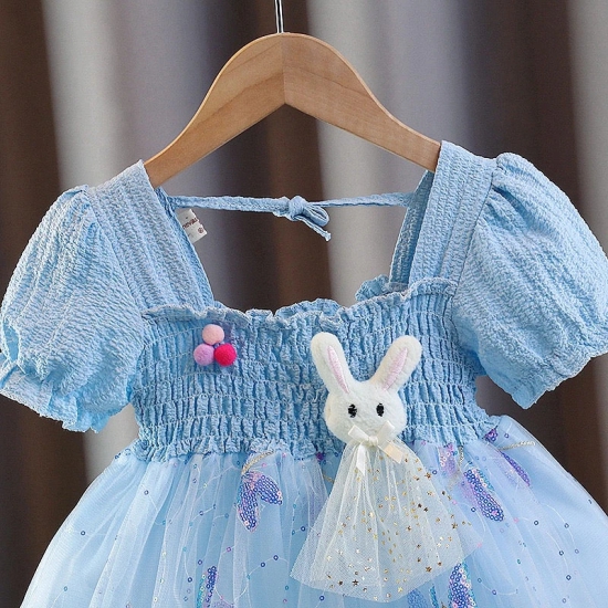 Bunny Applique Butterfly Symphony Dress-Pink / 3-4 years