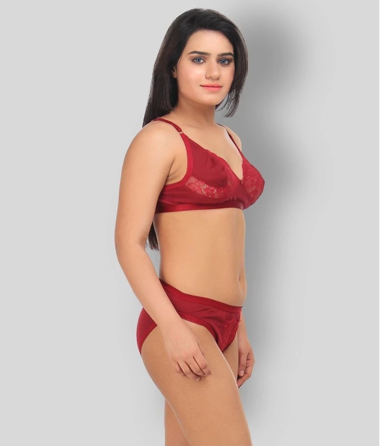 TCG Maroon Lace Bra & Panty Set - 36