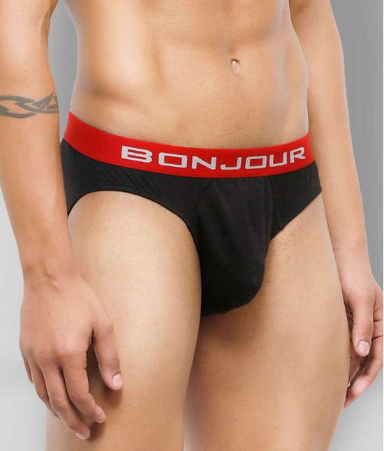 Bonjour - Black Cotton Blend Mens Briefs ( Pack of 1 ) - XXL