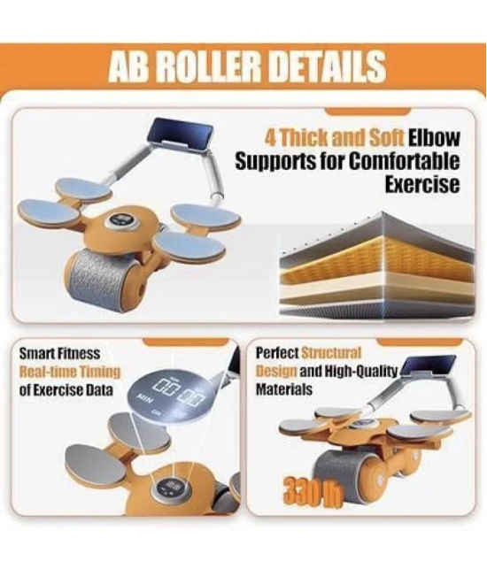 Roller Wheel Exercise with Elbow Support, Automatic Rebound Abdominal Wheel Ab Exerciser - Orange