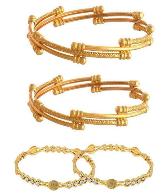 YouBella Fashion Jewellery Traditional Combo of Gold Plated Bracelet Bangles Set For Girls and Women (2.4) - None