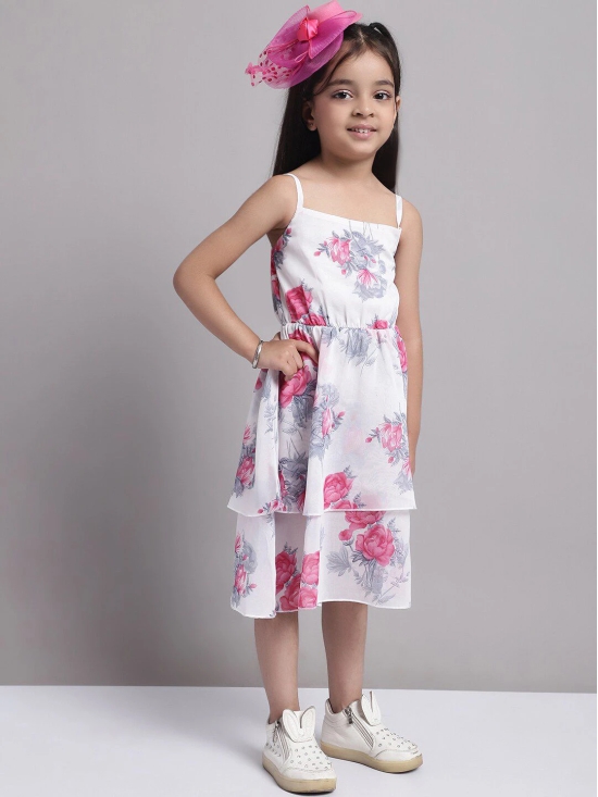 MINI & MING Girls Layered Georgette Fit & Flare Floral Midi Dress