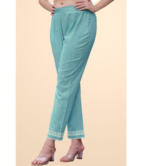 Glomee - Sea Green Cotton Straight Women's Casual Pants ( Pack of 1 ) - None