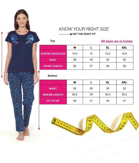 Bodycare - Light Blue Cotton Womens Nightwear Nightsuit Sets ( Pack of 1 ) - None