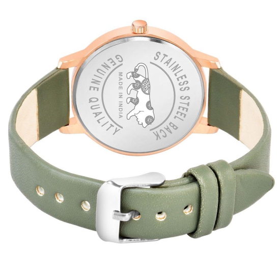 Loretta MT-373 Green Leather Belt Slim Dial Women & Girls Watch