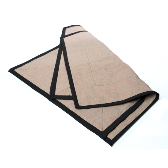 Cotton Pooja Mat | Handloom Prayer Mat (27x22)-Grey & Black