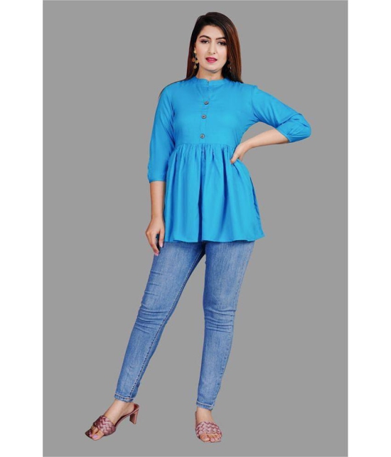 SIPET - Light Blue Rayon Womens A-Line Top ( Pack of 1 ) - None