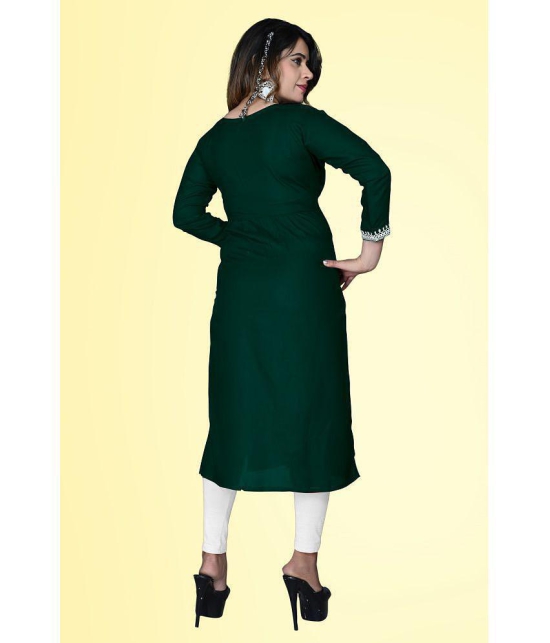 haya fashion - Green Rayon Women's Straight Kurti ( Pack of 1 ) - None