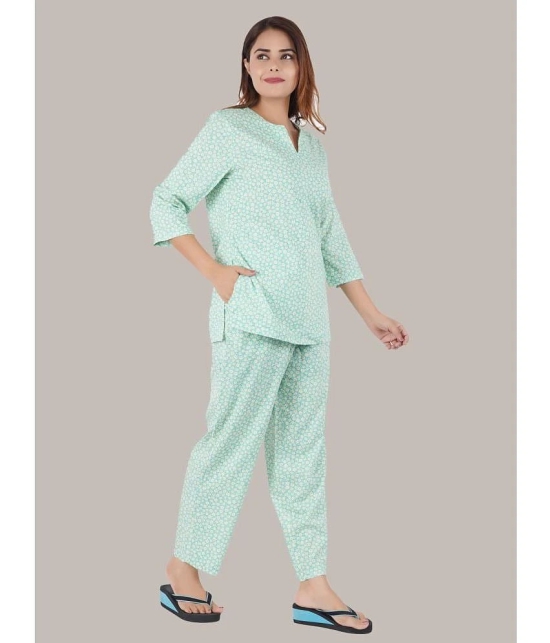 STYLE SHOES - Green Rayon Womens Nightwear Nightsuit Sets ( Pack of 1 ) - None