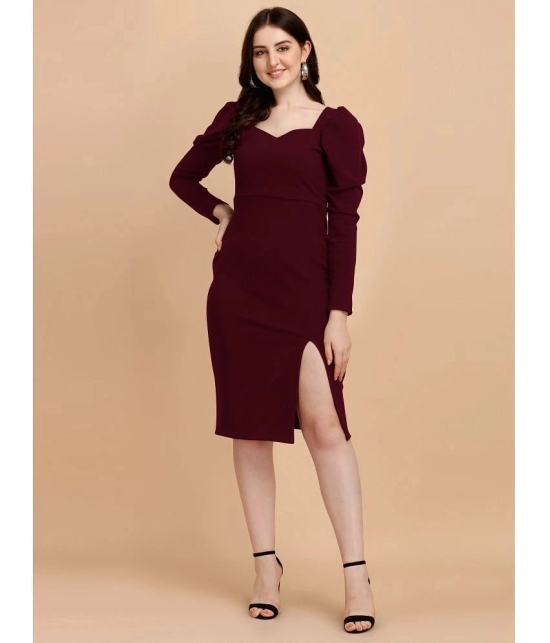 Sheetal associates - Maroon Polyester Blend Womens Bodycon Dress ( Pack of 1 ) - None