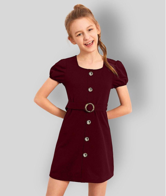 Addyvero Maroon Cotton Blend Girls A-line Dress ( Pack of 1 ) - None