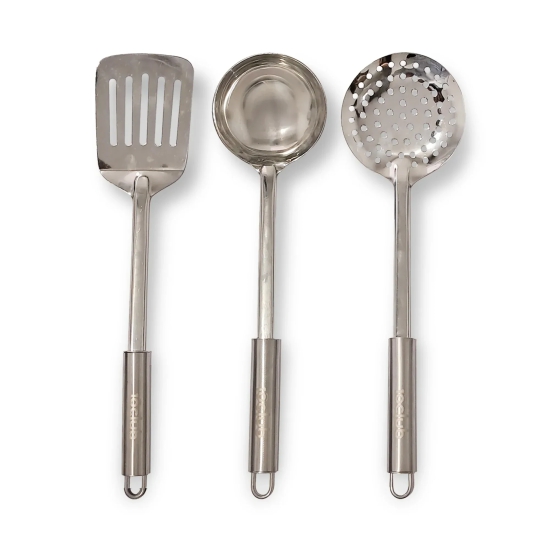 Stainless Steel Fry & Cook |  3Pc Kitchen Tool Set