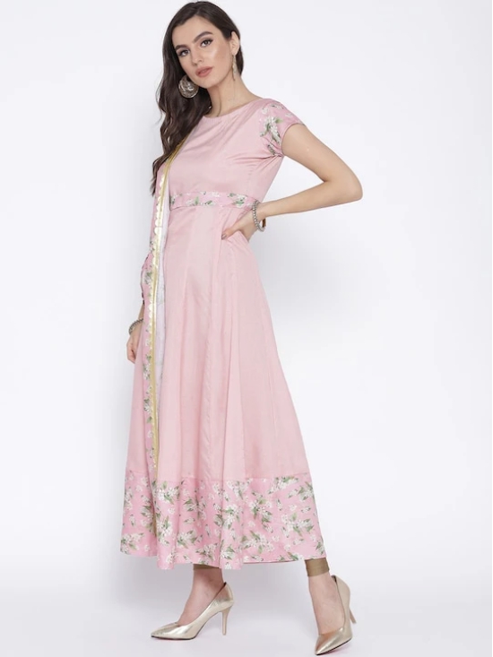 Women Pink Solid Anarkali Kurta