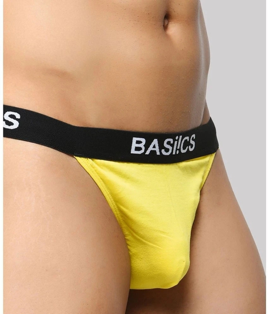 BASIICS By La Intimo Spandex Mens Thongs ( Yellow ) BCSTH01 - None