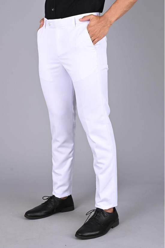 MANCREW - White Viscose Slim - Fit Mens Formal Pants ( Pack of 1 )