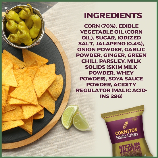 Cornitos Sizzlin Jalapeno Nacho Chips, 150 G Pouch