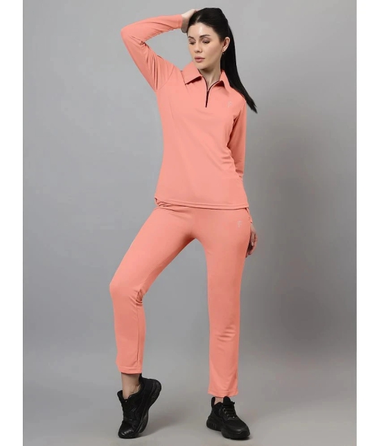 Diaz Peach Nylon Solid Tracksuit - Pack of 2 - None