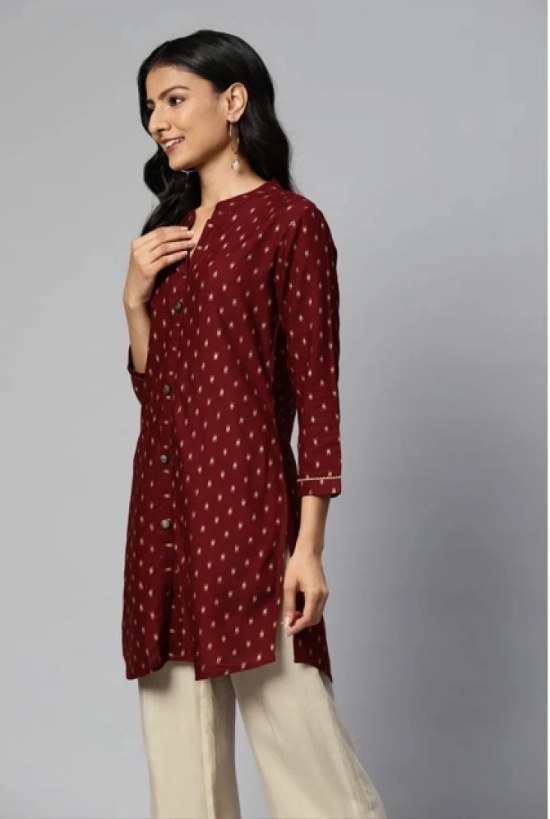 HIGHLIGHT FASHION EXPORT - Maroon Rayon Womens Straight Kurti ( Pack of 1 ) - None